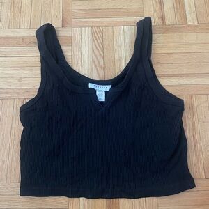 Topshop Black Ribbed Crop Top